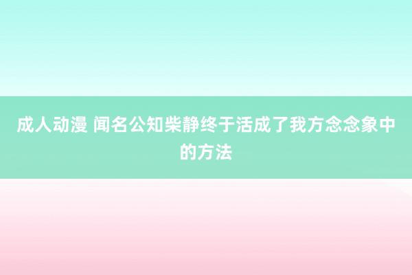 成人动漫 闻名公知柴静终于活成了我方念念象中的方法