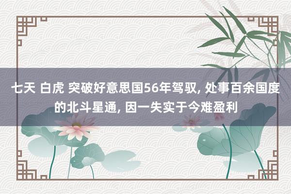 七天 白虎 突破好意思国56年驾驭， 处事百余国度的北斗星通， 因一失实于今难盈利