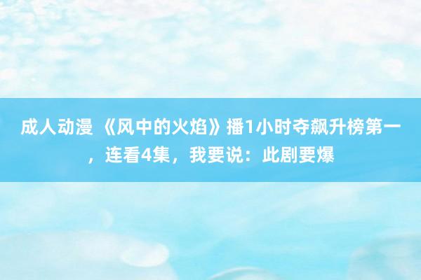成人动漫 《风中的火焰》播1小时夺飙升榜第一，连看4集，我要说：此剧要爆