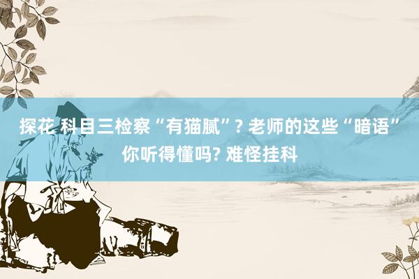 探花 科目三检察“有猫腻”? 老师的这些“暗语”你听得懂吗? 难怪挂科