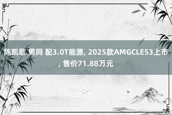 陈凯歌 男同 配3.0T能源， 2025款AMGCLE53上市， 售价71.88万元