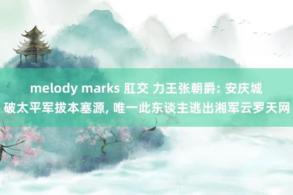 melody marks 肛交 力王张朝爵: 安庆城破太平军拔本塞源， 唯一此东谈主逃出湘军云罗天网