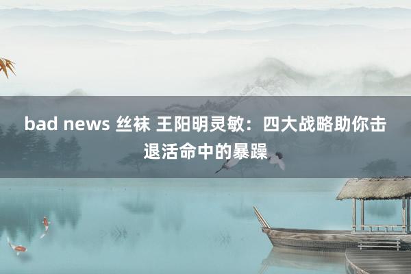 bad news 丝袜 王阳明灵敏：四大战略助你击退活命中的暴躁