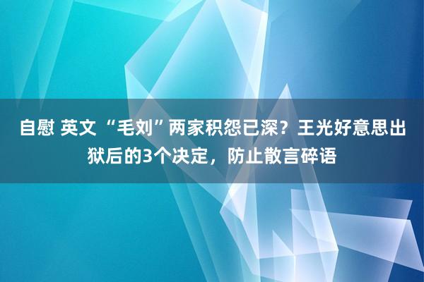 自慰 英文 “毛刘”两家积怨已深？王光好意思出狱后的3个决定，防止散言碎语