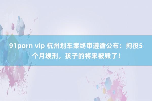 91porn vip 杭州划车案终审遵循公布：拘役5个月缓刑，孩子的将来被毁了！
