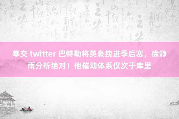拳交 twitter 巴特勒将英豪拽进季后赛，徐静雨分析绝对！他催动体系仅次于库里