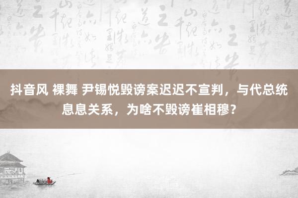 抖音风 裸舞 尹锡悦毁谤案迟迟不宣判，与代总统息息关系，为啥不毁谤崔相穆？