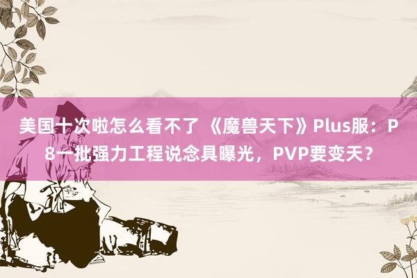 美国十次啦怎么看不了 《魔兽天下》Plus服：P8一批强力工程说念具曝光，PVP要变天？