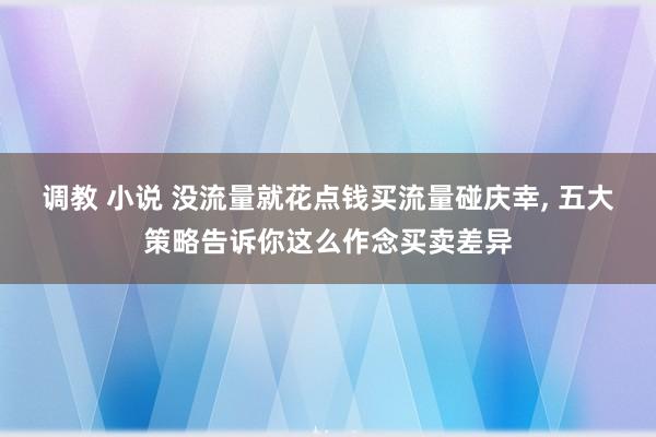 调教 小说 没流量就花点钱买流量碰庆幸， 五大策略告诉你这么作念买卖差异