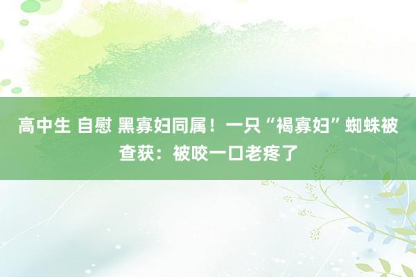 高中生 自慰 黑寡妇同属！一只“褐寡妇”蜘蛛被查获：被咬一口老疼了