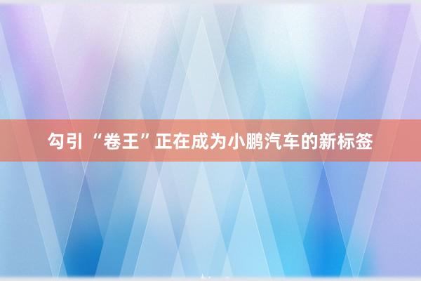 勾引 “卷王”正在成为小鹏汽车的新标签