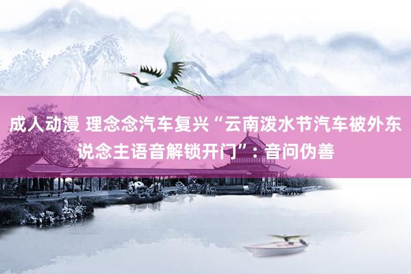成人动漫 理念念汽车复兴“云南泼水节汽车被外东说念主语音解锁开门”: 音问伪善