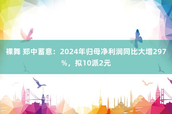 裸舞 郑中蓄意：2024年归母净利润同比大增297%，拟10派2元