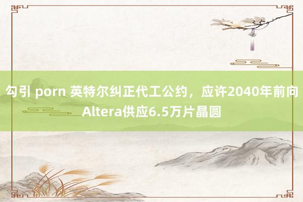勾引 porn 英特尔纠正代工公约，应许2040年前向Altera供应6.5万片晶圆