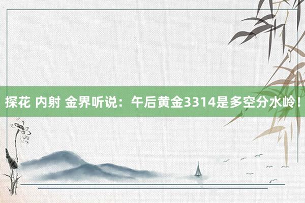 探花 内射 金界听说:午后黄金3314是多空分水岭!