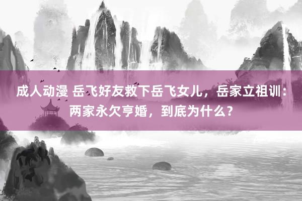 成人动漫 岳飞好友救下岳飞女儿，岳家立祖训：两家永欠亨婚，到底为什么？