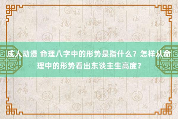 成人动漫 命理八字中的形势是指什么？怎样从命理中的形势看出东谈主生高度？