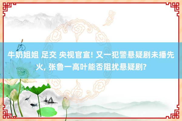 牛奶姐姐 足交 央视官宣! 又一犯警悬疑剧未播先火， 张鲁一高叶能否阻扰悬疑剧?
